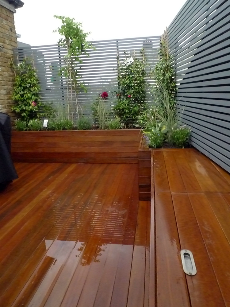 hardwood balau privacy screen garden trellis clapham london small garden design