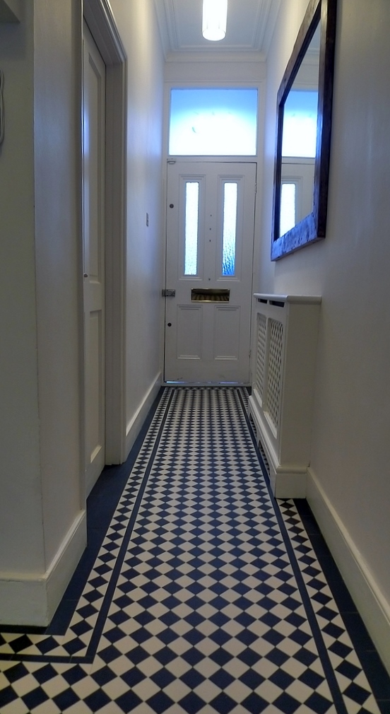 internal london hallway mosaic tile path