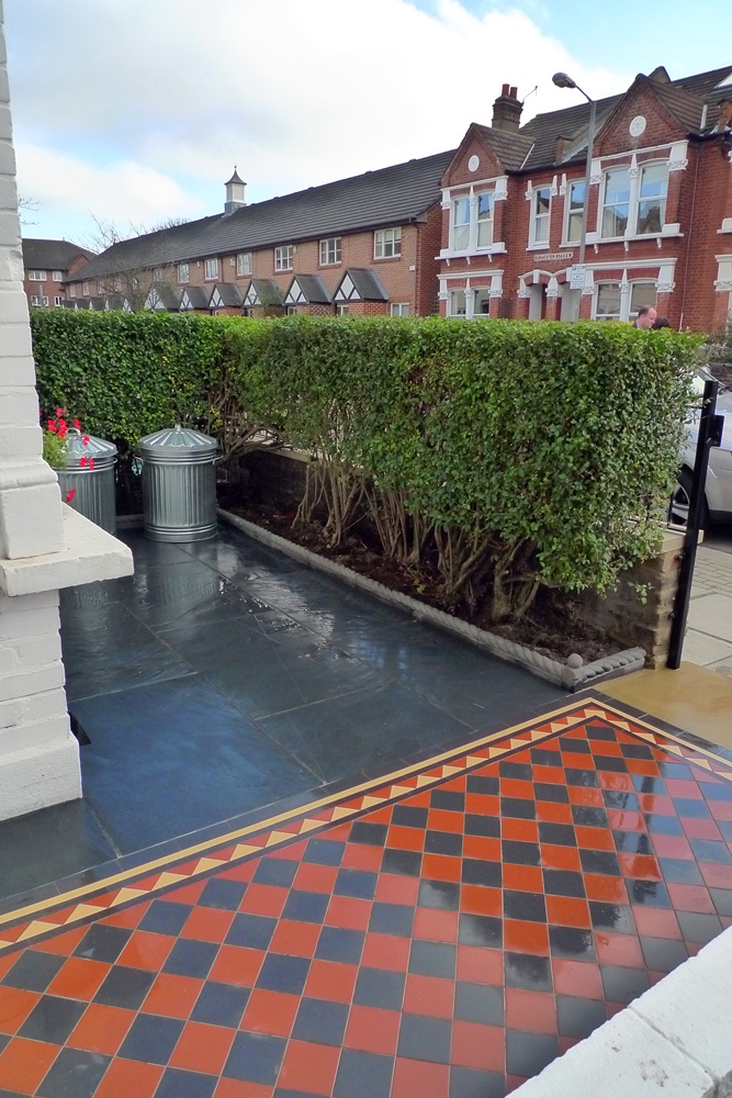 victorian mosaic garden path and paving tile installation london