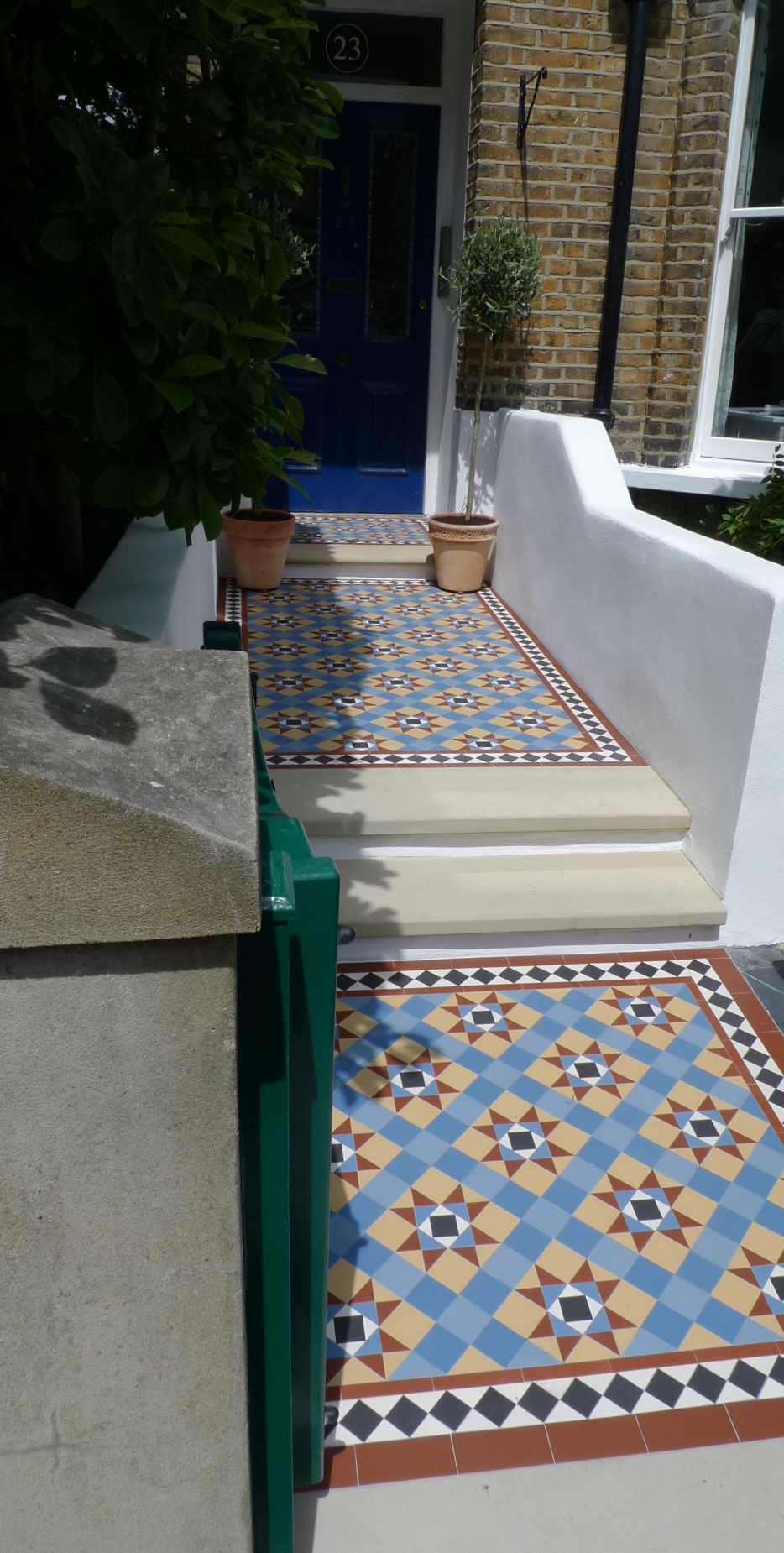 victorian mosaic garden tile path yorkstone steps black heath greenwich london# (10)