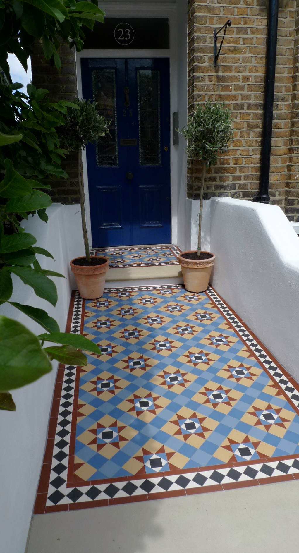 victorian mosaic garden tile path yorkstone steps black heath greenwich london# (12)