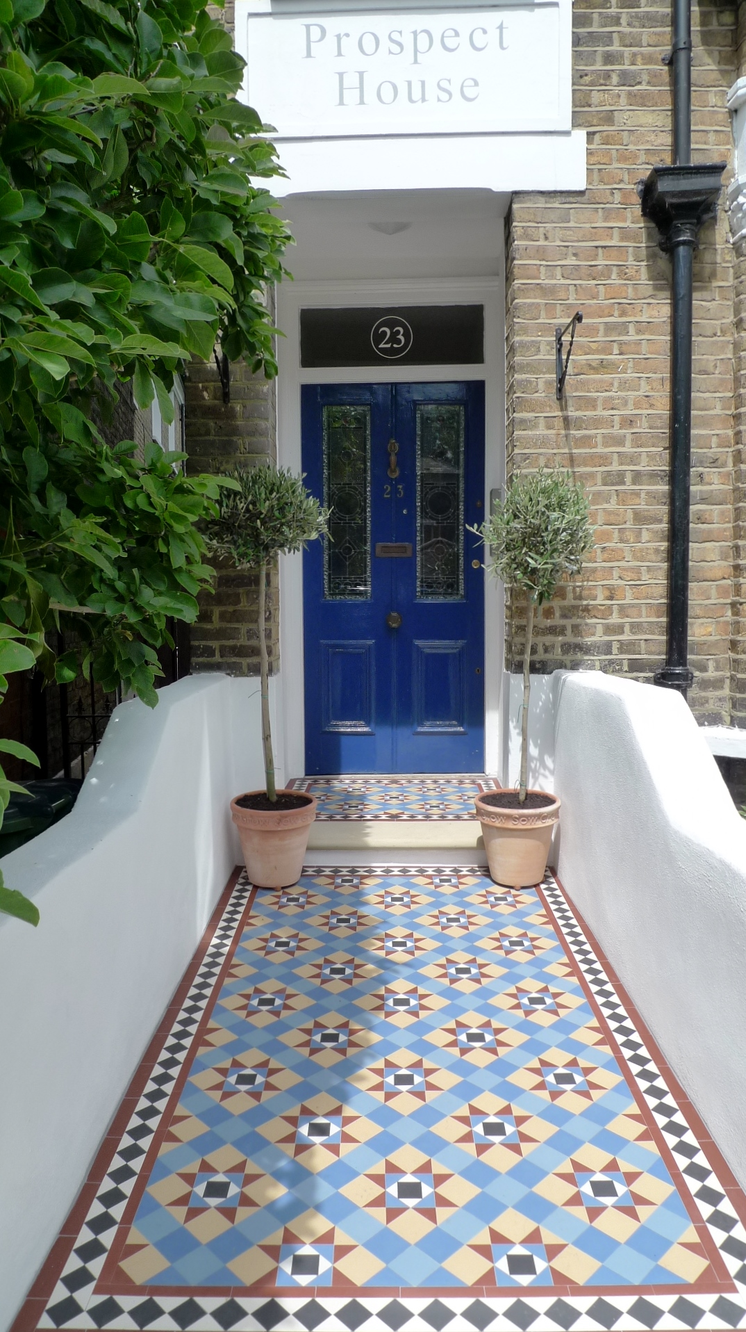 victorian mosaic garden tile path yorkstone steps black heath greenwich london# (13)