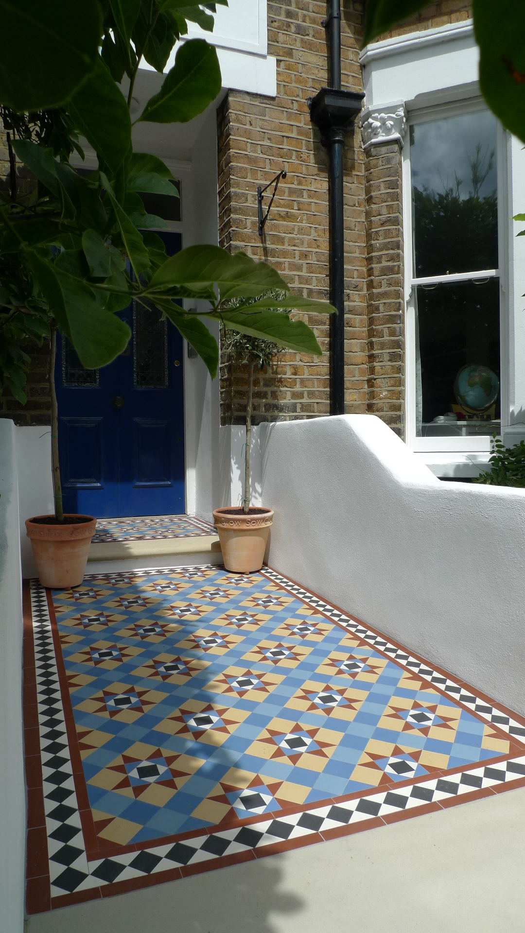 victorian mosaic garden tile path yorkstone steps black heath greenwich london# (15)