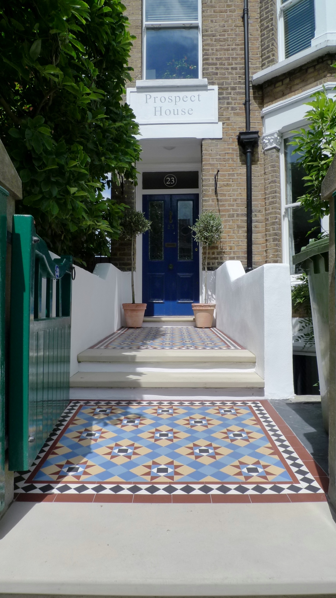 victorian mosaic garden tile path yorkstone steps black heath greenwich london# (16)