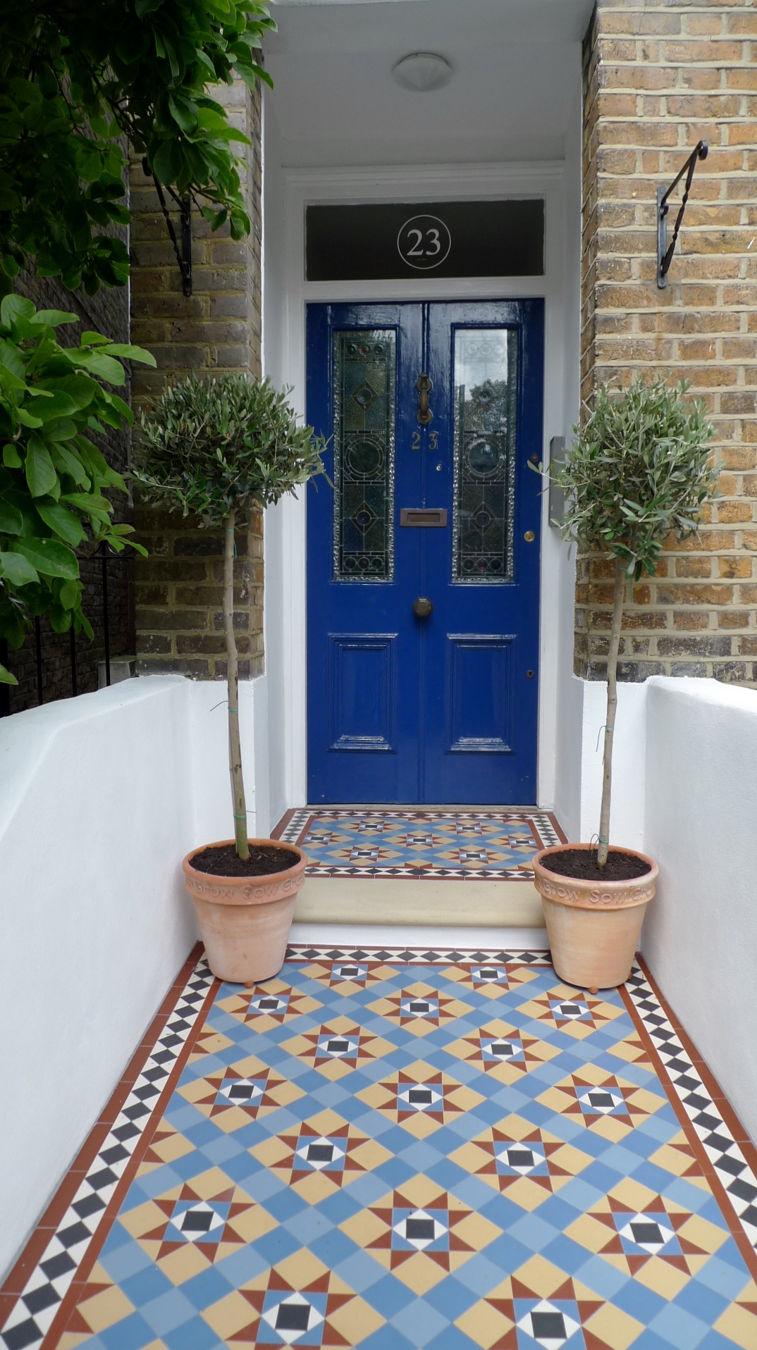 victorian mosaic garden tile path yorkstone steps black heath greenwich london# (17)