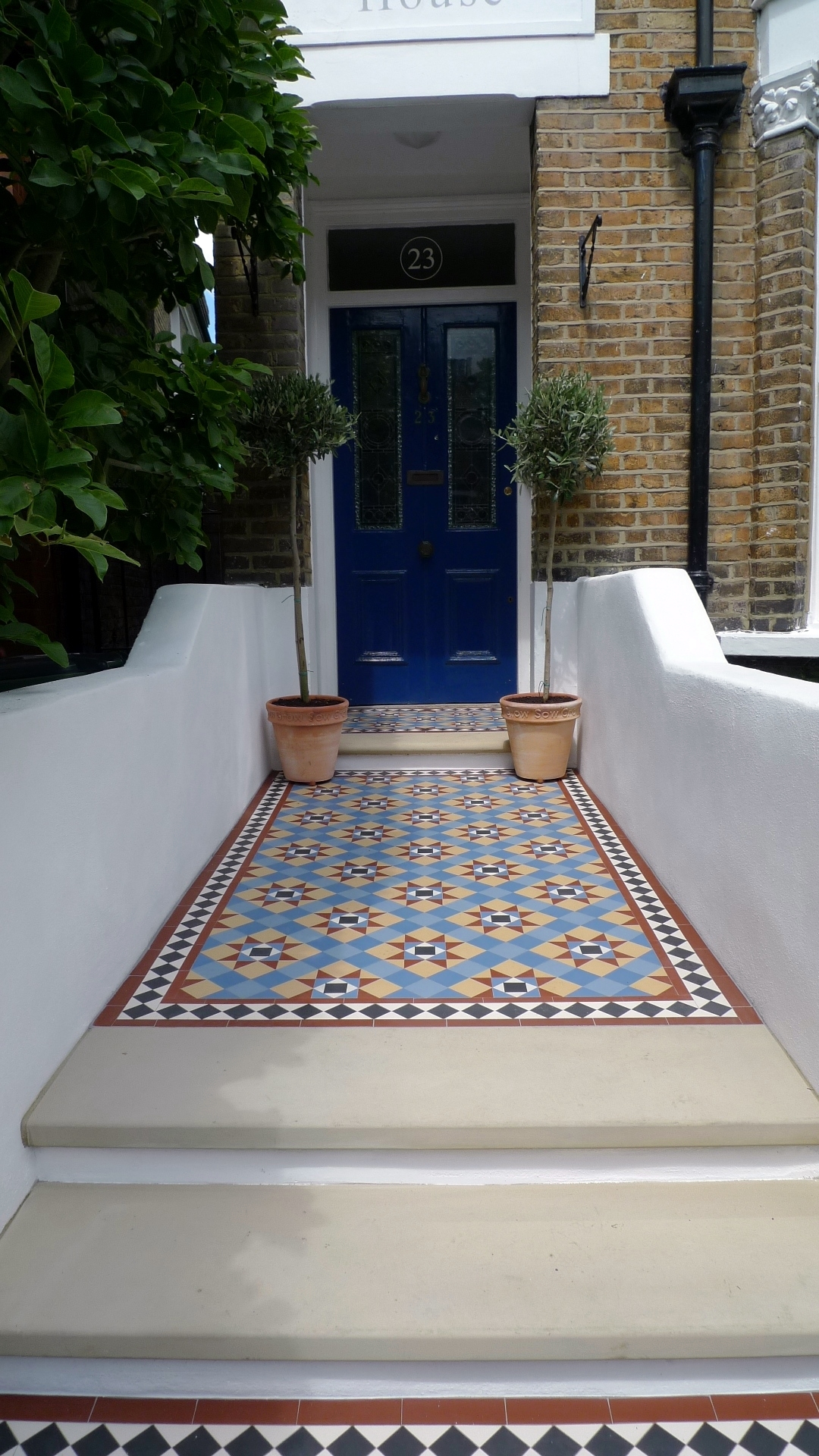 victorian mosaic garden tile path yorkstone steps black heath greenwich london# (4)
