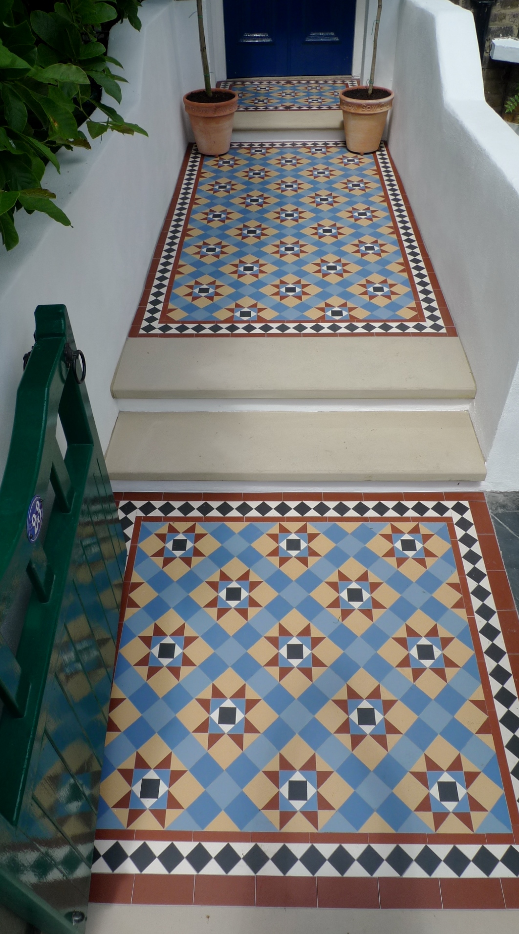 victorian mosaic garden tile path yorkstone steps black heath greenwich london# (6)
