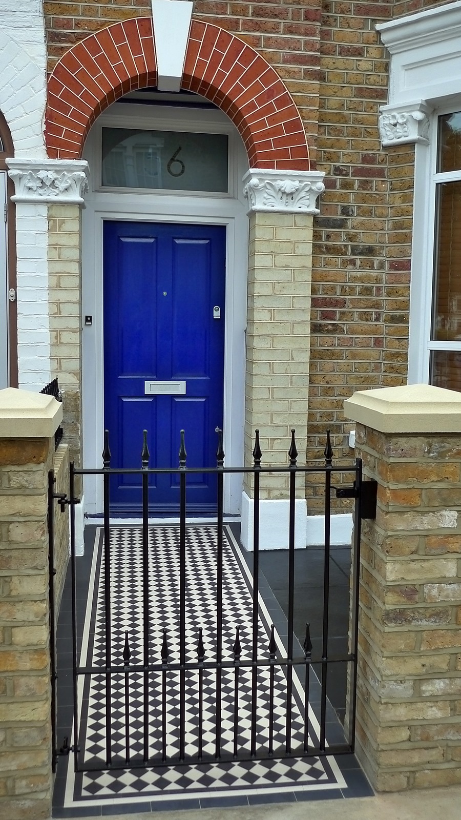Dulwich And East Dulwich Victorian Black And White Mosaic Tile Path London Stock Brick Garden Wall Rails And Gate (4)