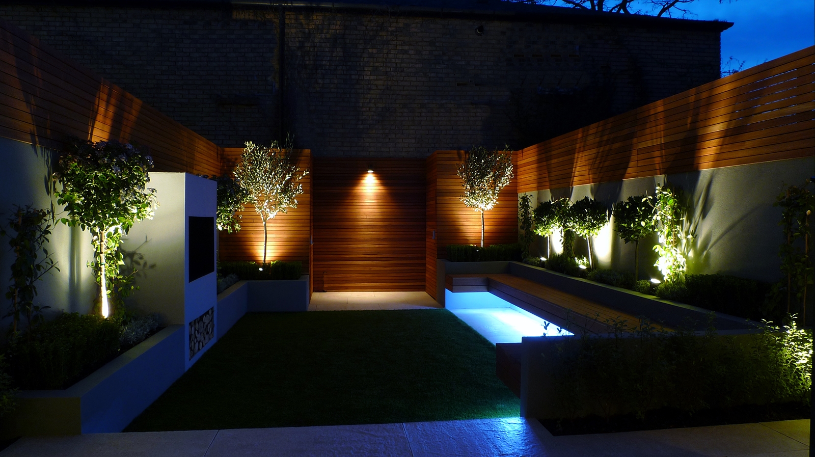 night lighting garden modern small garden design london