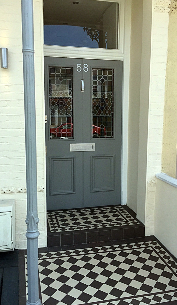 grey and white victorian mosaic tile path dulwich clapham battersea balham