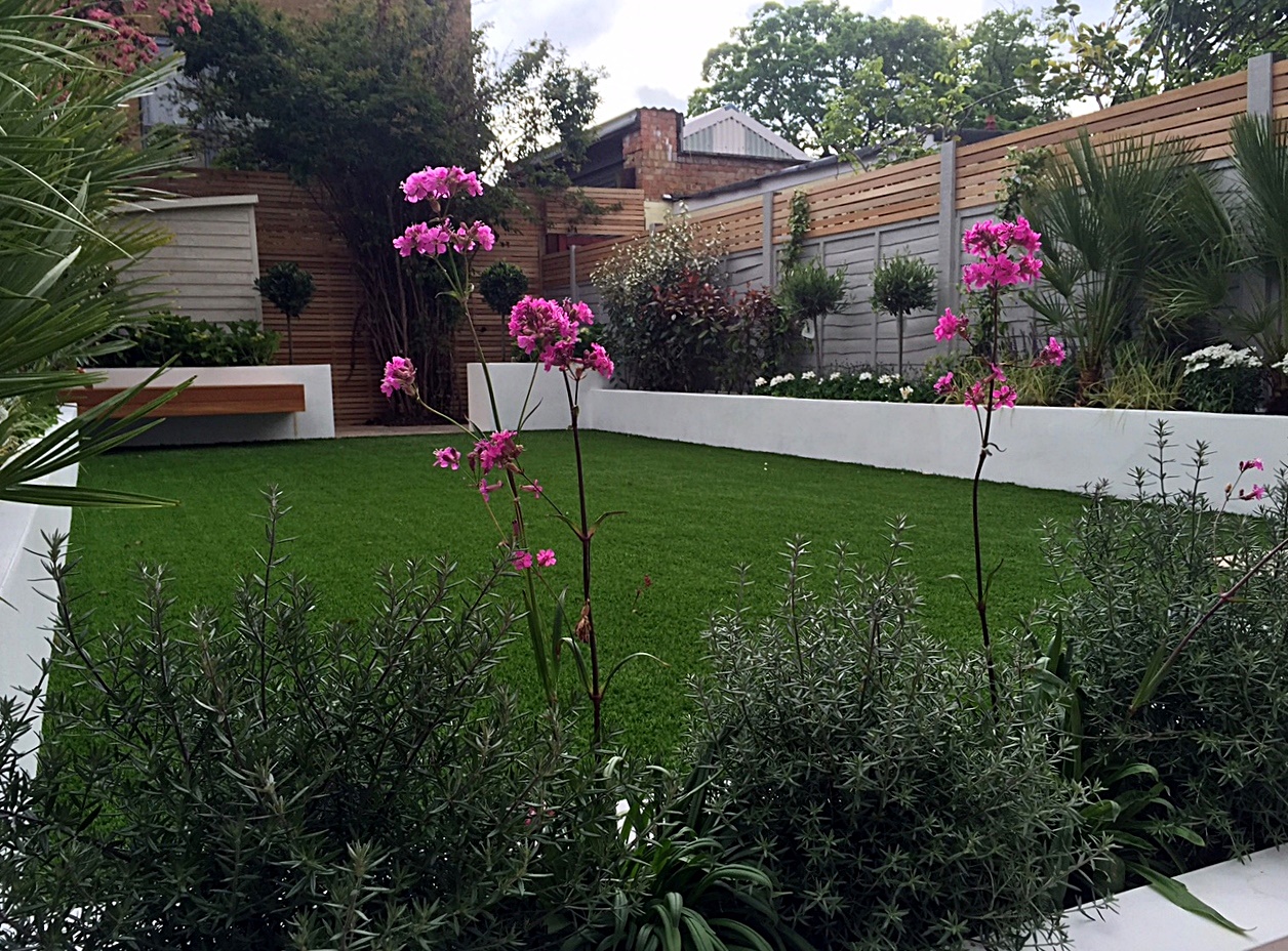 London artificial grass planting raised beds Clapham Wandsworth Balham