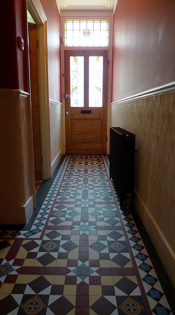 Victorian hallway mosaic tile path internal entrance and porch Brockley