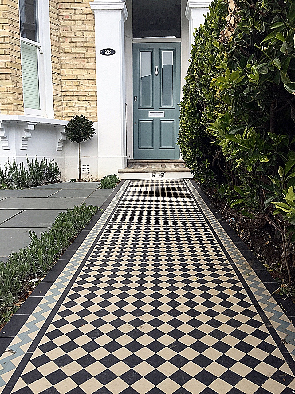 London Victorian Mosaic Classic path planting black white grey Wandsworth Clapham Balham Battersea