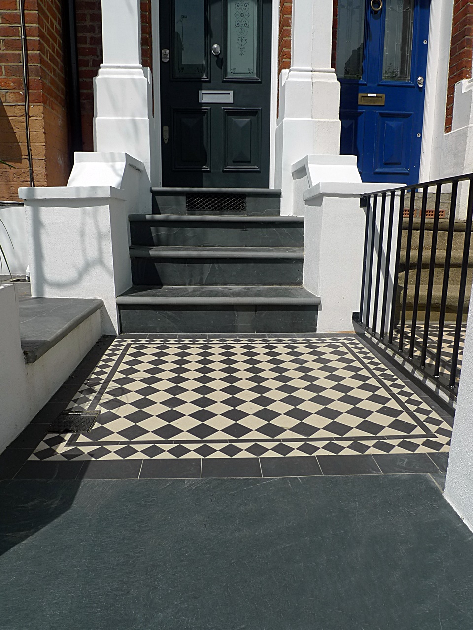 Victorian mosaic tile path slate bull nose steps kensington mayfair westminster notting hill islington london