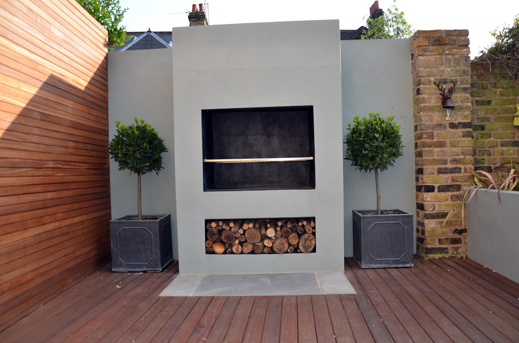 Modern Garden Design Artificial Grass Raised Beds Hardwood Decking