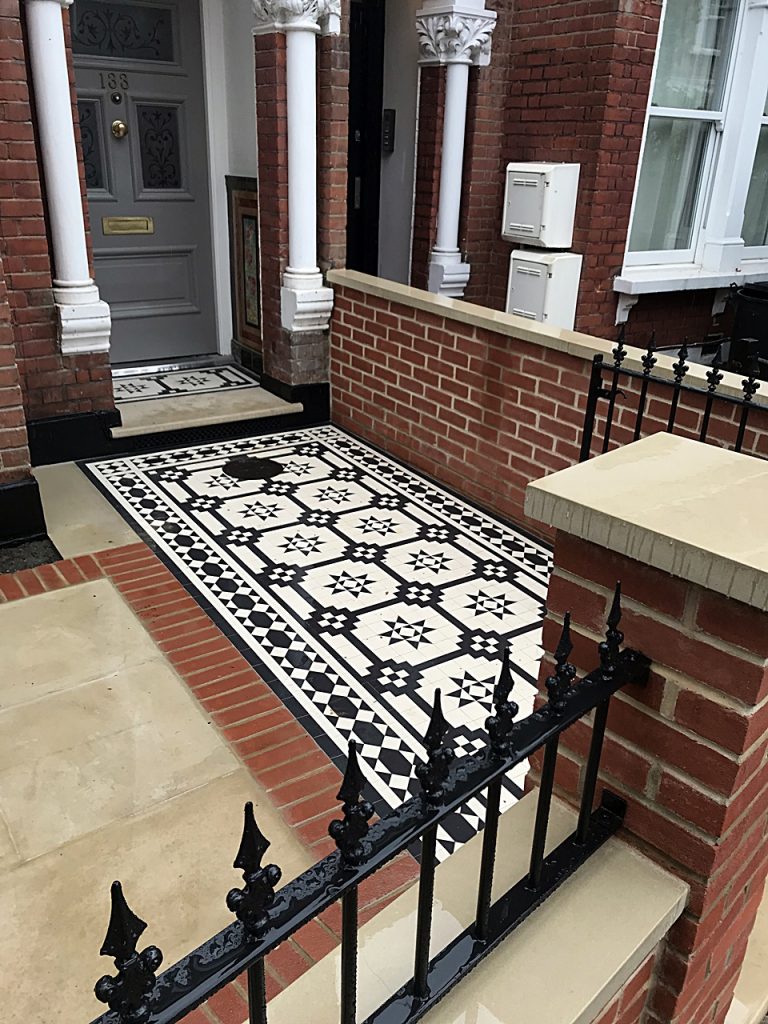 Red Brick Garden Wall Yorkstone Paving Coping London Front Idea