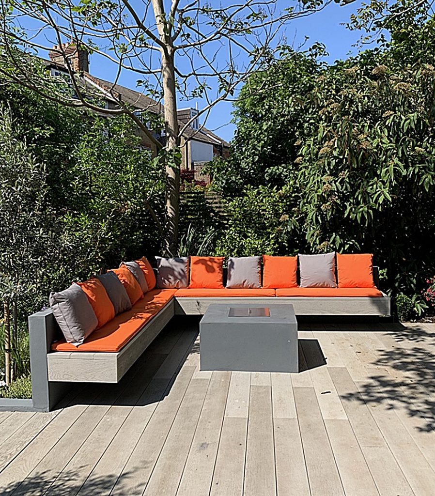 Beautiful Composite Decking Terrace With Floating Bench And Bespoke